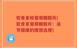 软骨素和葡萄糖胺片(软骨素葡萄糖胺片：关节健康的理想选择)