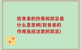 软骨素的作用和禁忌是什么意思啊(软骨素的作用及应注意的禁忌)