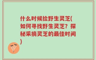 什么时候捡野生灵芝(如何寻找野生灵芝？探秘采摘灵芝的最佳时间)