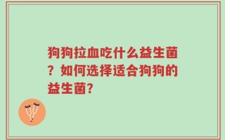狗狗拉血吃什么益生菌？如何选择适合狗狗的益生菌？