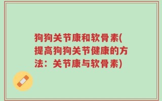 狗狗关节康和软骨素(提高狗狗关节健康的方法：关节康与软骨素)