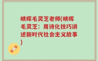 峡晖毛灵芝老师(峡晖毛灵芝：用诗化技巧讲述新时代社会主义故事)