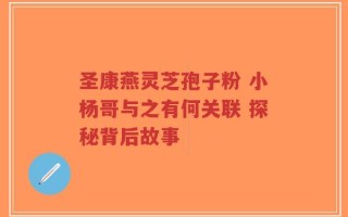 圣康燕灵芝孢子粉 小杨哥与之有何关联 探秘背后故事