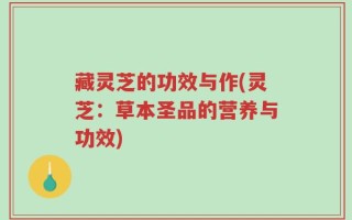 藏灵芝的功效与作(灵芝：草本圣品的营养与功效)