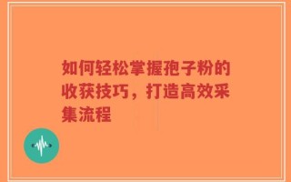 如何轻松掌握孢子粉的收获技巧，打造高效采集流程