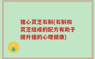 猪心灵芝石斛(石斛和灵芝组成的配方有助于提升猪的心理健康)