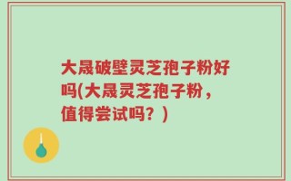 大晟破壁灵芝孢子粉好吗(大晟灵芝孢子粉，值得尝试吗？)