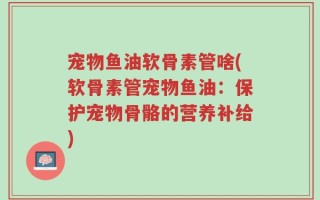 宠物鱼油软骨素管啥(软骨素管宠物鱼油：保护宠物骨骼的营养补给)
