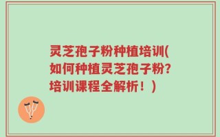 灵芝孢子粉种植培训(如何种植灵芝孢子粉？培训课程全解析！)