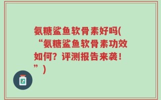 氨糖鲨鱼软骨素好吗(“氨糖鲨鱼软骨素功效如何？评测报告来袭！”)