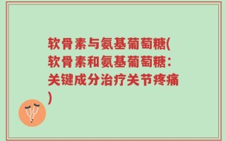 软骨素与氨基葡萄糖(软骨素和氨基葡萄糖：关键成分治疗关节疼痛)