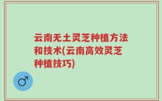 云南无土灵芝种植方法和技术(云南高效灵芝种植技巧)