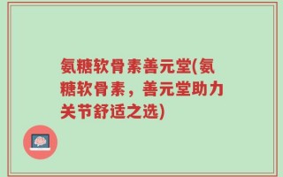 氨糖软骨素善元堂(氨糖软骨素，善元堂助力关节舒适之选)