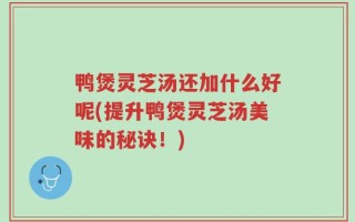 鸭煲灵芝汤还加什么好呢(提升鸭煲灵芝汤美味的秘诀！)