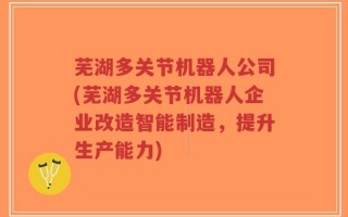芜湖多关节机器人公司(芜湖多关节机器人企业改造智能制造，提升生产能力)