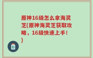 原神16级怎么拿海灵芝(原神海灵芝获取攻略，16级快速上手！)