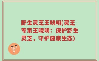 野生灵芝王晓明(灵芝专家王晓明：保护野生灵芝，守护健康生态)