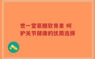 世一堂氨糖软骨素 呵护关节健康的优质选择