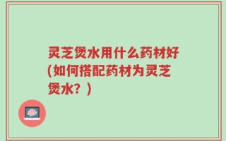灵芝煲水用什么药材好(如何搭配药材为灵芝煲水？)