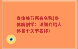 身体关节所有名称(身体解剖学：详细介绍人体各个关节名称)