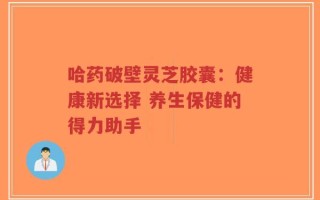 哈药破壁灵芝胶囊：健康新选择 养生保健的得力助手