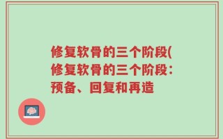 修复软骨的三个阶段(修复软骨的三个阶段：预备、回复和再造