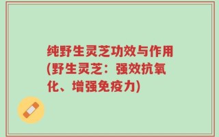 纯野生灵芝功效与作用(野生灵芝：强效抗氧化、增强免疫力)