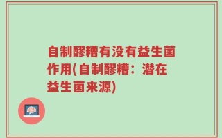自制醪糟有没有益生菌作用(自制醪糟：潜在益生菌来源)