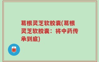 葛根灵芝软胶囊(葛根灵芝软胶囊：将中药传承到底)