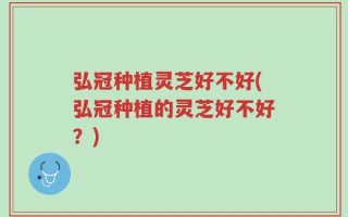 弘冠种植灵芝好不好(弘冠种植的灵芝好不好？)