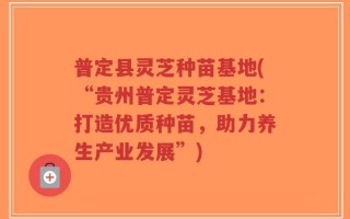普定县灵芝种苗基地(“贵州普定灵芝基地：打造优质种苗，助力养生产业发展”)