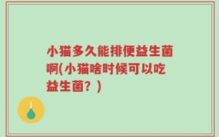 小猫多久能排便益生菌啊(小猫啥时候可以吃益生菌？)