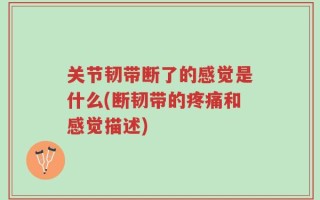 关节韧带断了的感觉是什么(断韧带的疼痛和感觉描述)