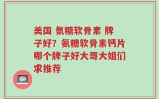 美国 氨糖软骨素 牌子好？氨糖软骨素钙片哪个牌子好大哥大姐们求推荐