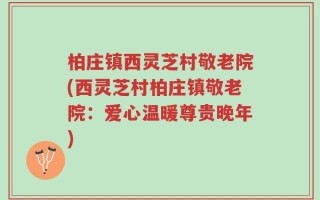 柏庄镇西灵芝村敬老院(西灵芝村柏庄镇敬老院：爱心温暖尊贵晚年)