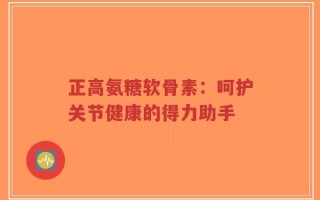 正高氨糖软骨素：呵护关节健康的得力助手