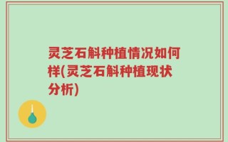 灵芝石斛种植情况如何样(灵芝石斛种植现状分析)