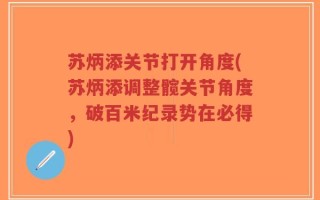 苏炳添关节打开角度(苏炳添调整髋关节角度，破百米纪录势在必得)