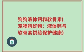 狗狗液体钙和软骨素(宠物狗好物：液体钙与软骨素供给保护健康)