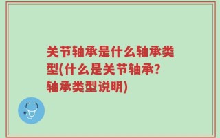 关节轴承是什么轴承类型(什么是关节轴承？轴承类型说明)