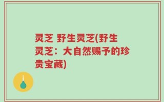 灵芝 野生灵芝(野生灵芝：大自然赐予的珍贵宝藏)