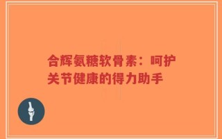合辉氨糖软骨素：呵护关节健康的得力助手
