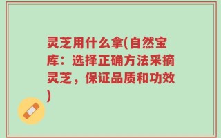 灵芝用什么拿(自然宝库：选择正确方法采摘灵芝，保证品质和功效)