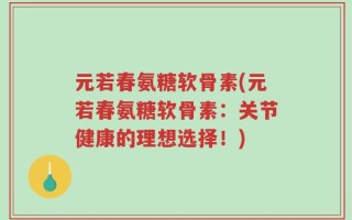 元若春氨糖软骨素(元若春氨糖软骨素：关节健康的理想选择！)