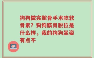 狗狗做完髌骨手术吃软骨素？狗狗髌骨脱位是什么样，我的狗狗坐姿有点不
