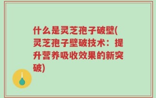 什么是灵芝孢子破壁(灵芝孢子壁破技术：提升营养吸收效果的新突破)
