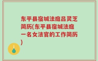 东平县宿城法庭吕灵芝简历(东平县宿城法庭一名女法官的工作简历)