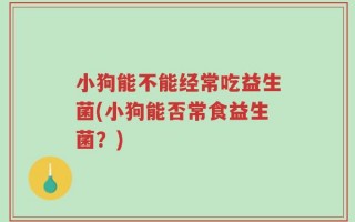 小狗能不能经常吃益生菌(小狗能否常食益生菌？)