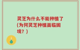 灵芝为什么不能种植了(为何灵芝种植面临困境？)
