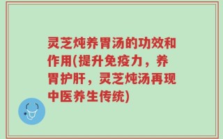 灵芝炖养胃汤的功效和作用(提升免疫力，养胃护肝，灵芝炖汤再现中医养生传统)